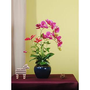 手感蝴蝶兰彷真花桌子摆花床头柜摆件装饰品卧室高品质假花带花瓶
