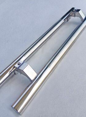 38管加厚不锈钢拉手斜脚拐角玻璃门拉手白钢中沙马蹄脚有框门把手