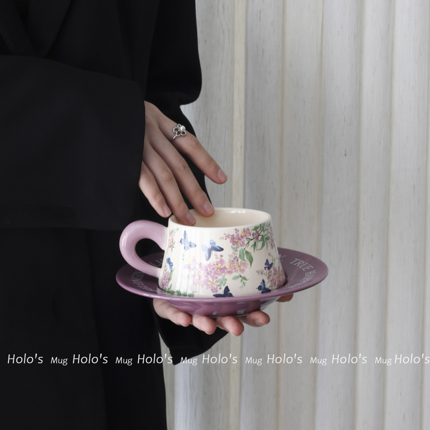 Holo's Mug 欧式蝴蝶咖啡杯套装高颜值杯子下午茶水杯女生伴手礼,餐饮具,咖啡杯,淘宝优惠券,粉丝福利购,淘宝优惠卷