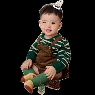 毛衣雪景圣诞主题影楼新款冬季男潮童模卡艺术照走秀表演出服装