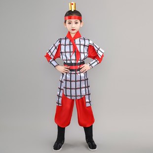古代儿童士兵服装 男女岳家军盔甲戏曲花木兰表演服将军演出满江红