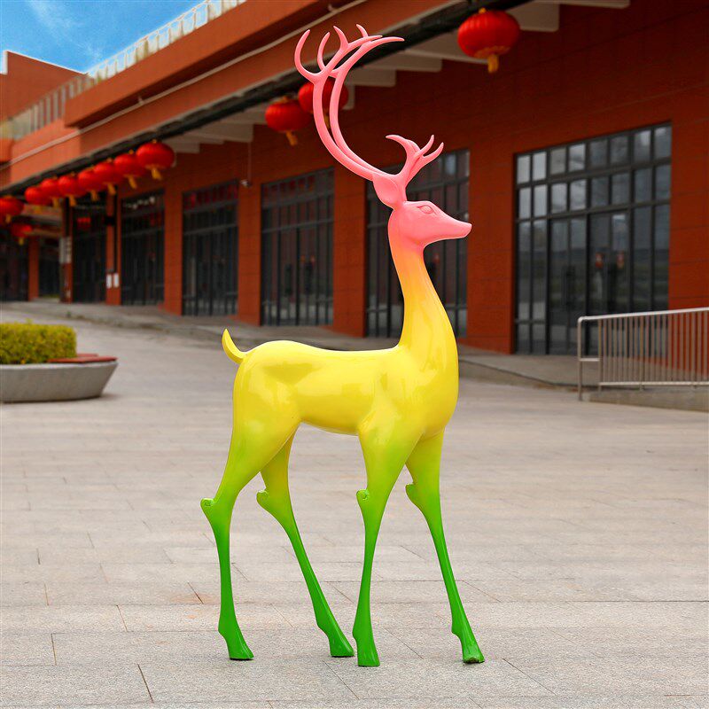 抽象几何渐变梅花鹿雕塑商场美陈动物户外花园玻璃钢摆件景观小品,家居饰品,户外/庭院摆件,淘宝优惠券,粉丝福利购,淘宝优惠卷