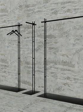 服装店挂衣架加厚钢板底落地式中岛架正挂侧挂实心钢条黑色展示架