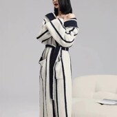 秋冬女睡袍加厚加绒半边绒条纹浴袍半边绒袍子情侣中长款 冬睡衣男