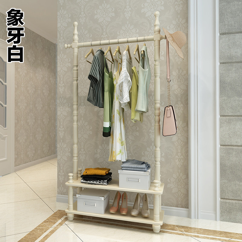 实木衣帽架落地置物架门厅衣架鞋架组合客厅卧室挂衣架储物换鞋凳
