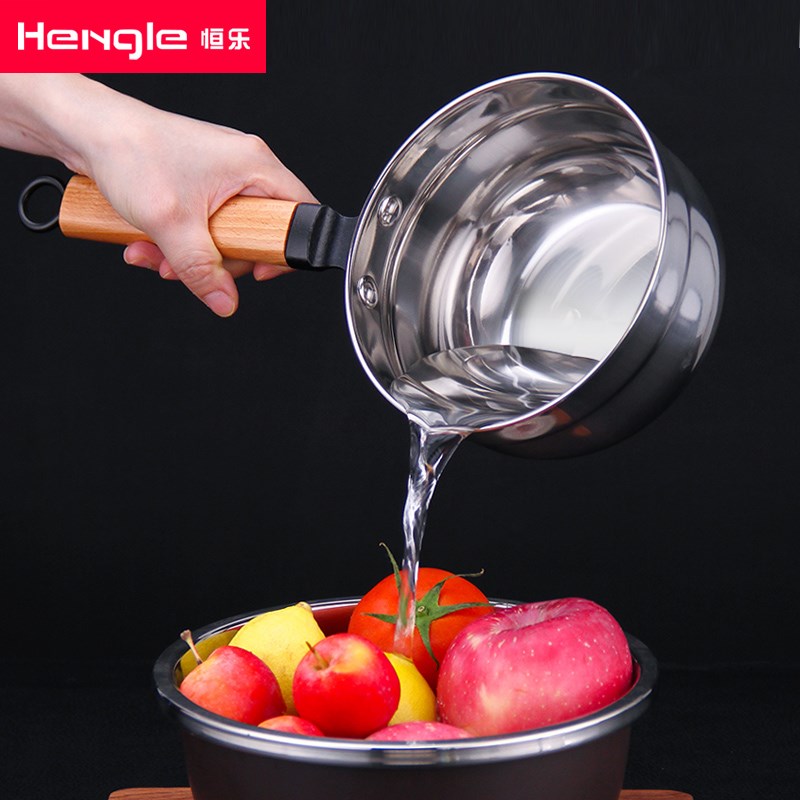 304不锈钢水勺厨房木柄水瓢长柄舀水勺子家用水杓加厚大号水舀子