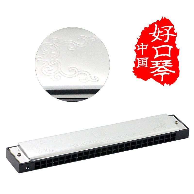 通宝复音6624P纯音口琴高级成人专业24孔降升# D E F G A B C 调