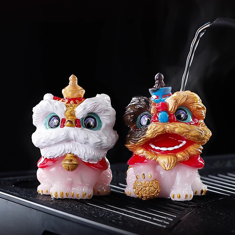 德国创意个性喜庆醒狮茶具装饰品