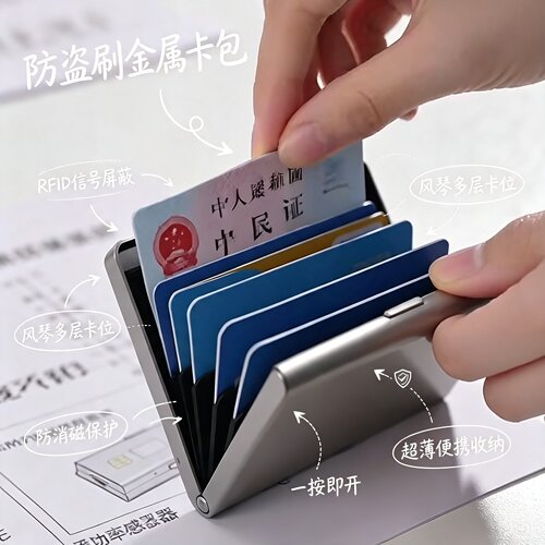 学生开学季防盗刷防消磁金属卡包