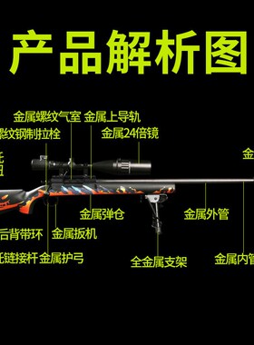 捷鹰实木M24抛壳软弹金属玩具SVD男孩成X人大号AWM