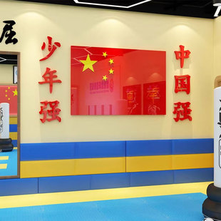 五星红国旗挂画亚克力3d立体贴纸跆拳道馆文化墙搏击武.术培训机