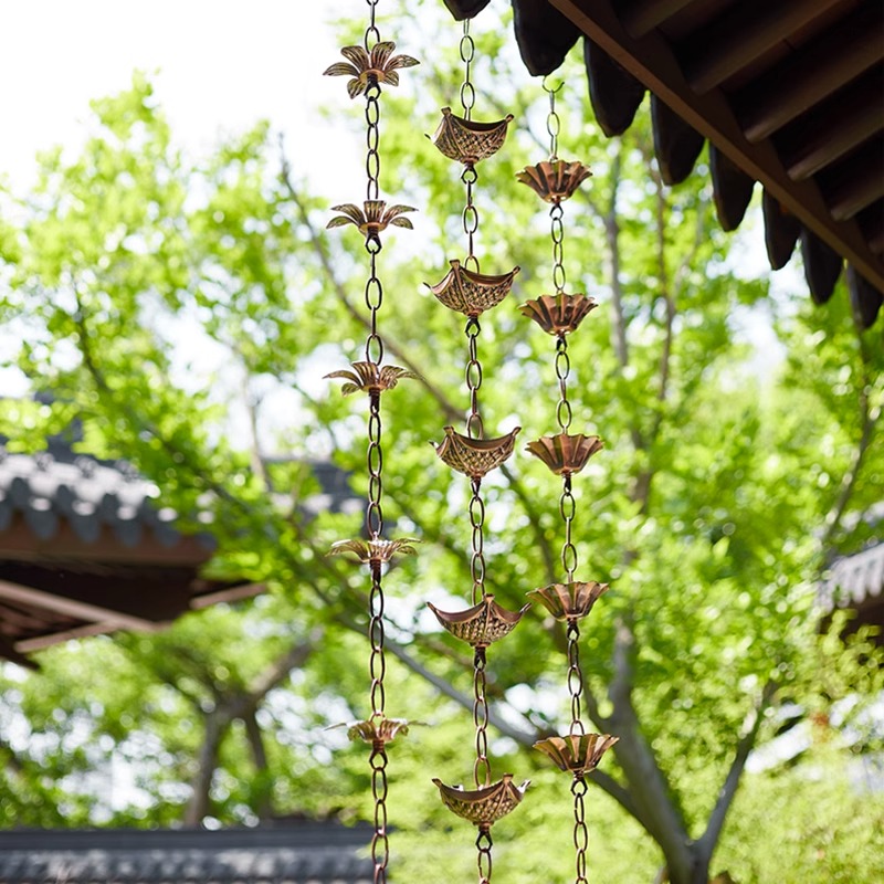 别墅户外雨链日式屋簷雨水槽排水链庭院落水天沟滴水链水槽引水链