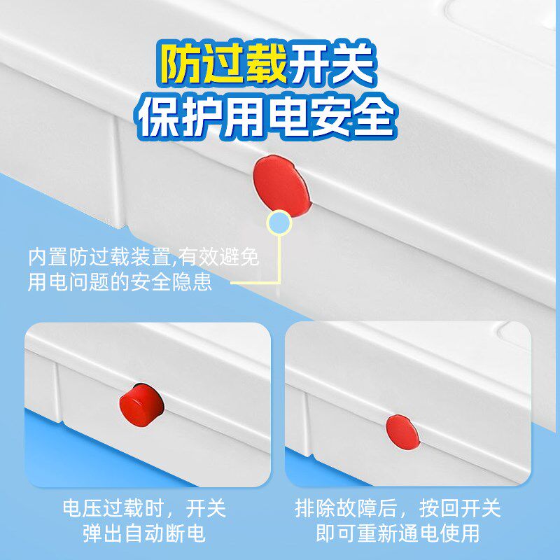 家用插座多功能防过载USB插排多插位8/10/12位插板带线拖线板长线