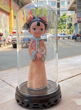黑檀木高硼硅圆玻璃罩宝笼佛像文玩核桃摆件蛋雕手把件防尘展示罩