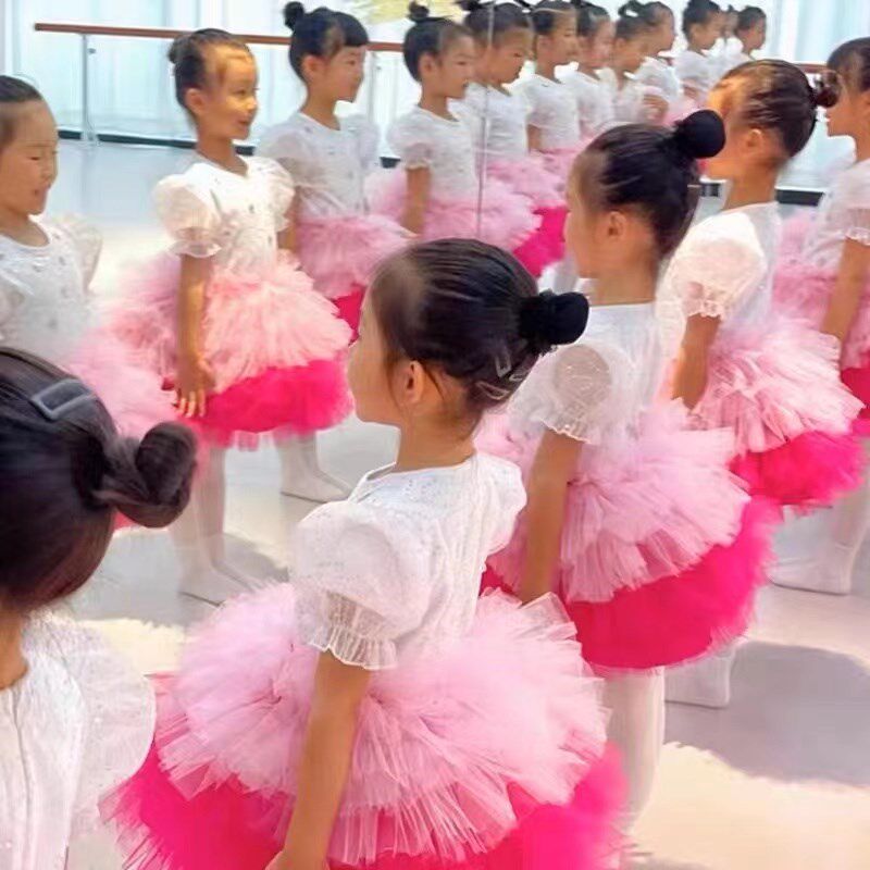 六一儿童演出服女童蓬蓬裙蛋糕裙粉可爱公主纱裙幼儿园舞蹈表演服