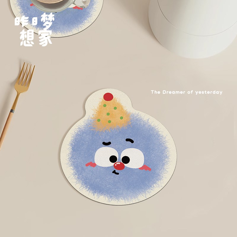 卡通表情家用杯垫厨房台面沥水垫卡通餐桌垫吸水隔热餐垫咖啡机垫