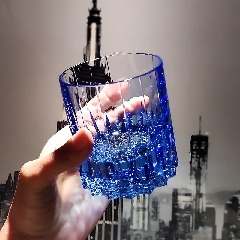 星芒轻奢高级感K9水晶江户切子日式威士忌洋酒杯高端礼物玻璃杯子