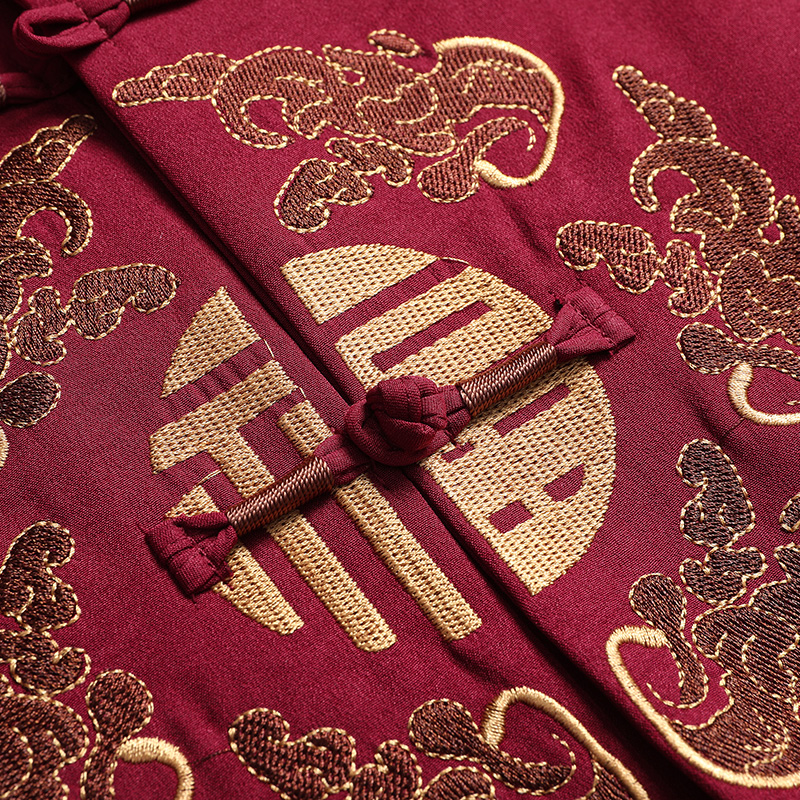 中老年唐装男长袖外套春秋爸爸装中式复古夹克老年人秋装爷爷套装