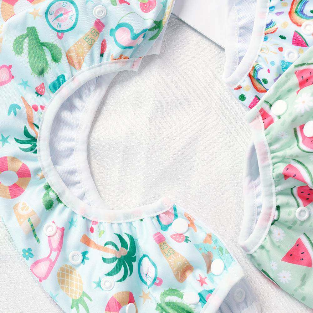 件装清爽夏日风婴儿沙滩游泳裤可洗调节布尿裤适合-岁宝宝