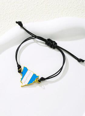 亚马逊热卖尼加拉瓜滴油吊坠手链女情侣百搭不锈钢字母吊坠手饰