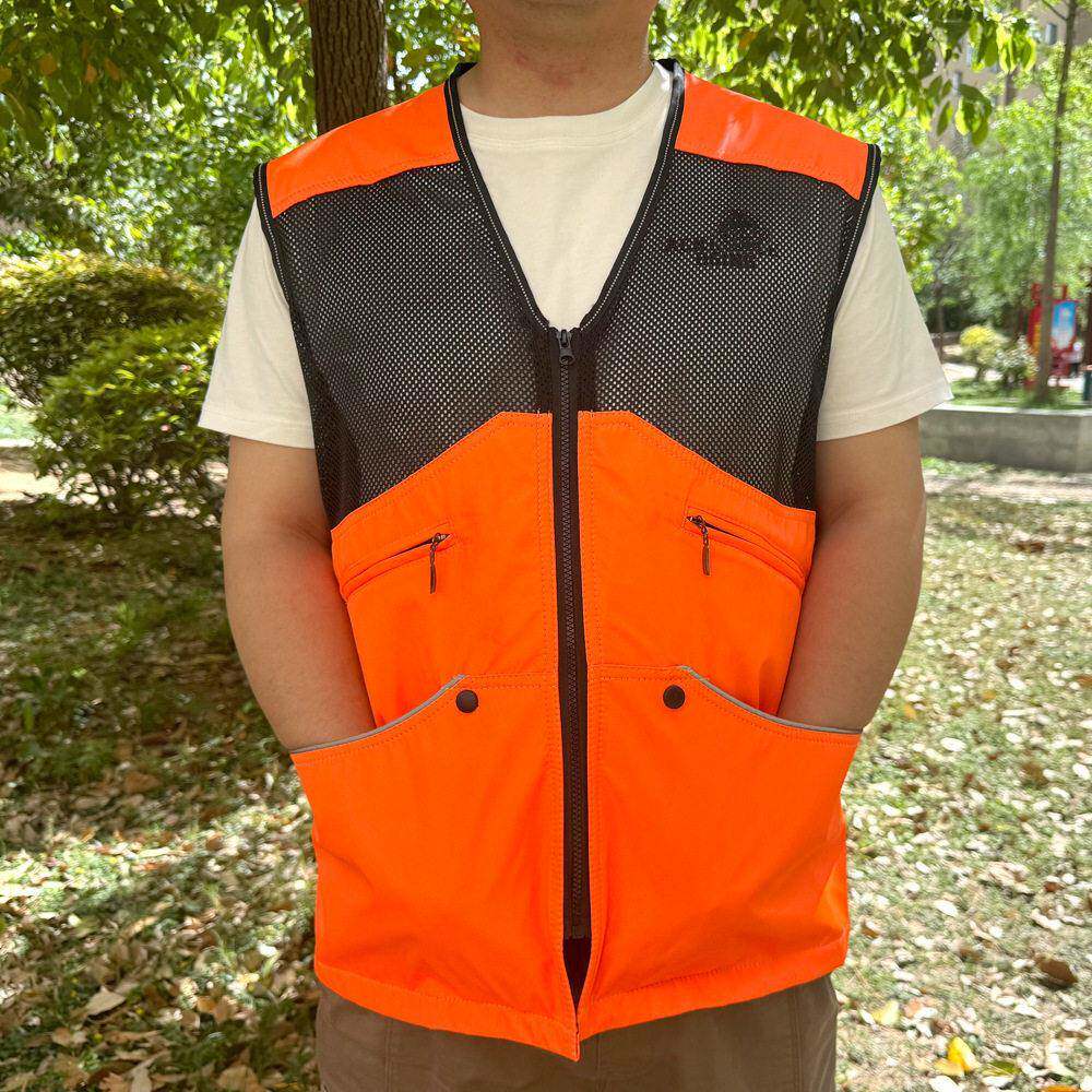 训犬师网纱马甲夏季透气网眼大口袋防抓服桔色消防服防水不沾毛