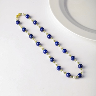 【罗娜专属】美伢【玉尘仙】华贵青金石珍珠碧玉项链QT25XL09008