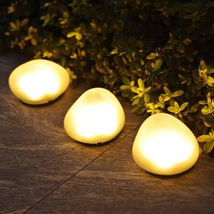 阳能太户外庭灯草坪灯发光鹅石花院园装饰灯景观摆件卵防水石头灯