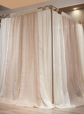 家用亚麻双层廷三RCY落地宫式蚊帐门加密加厚遮光民防尘卧室俗床