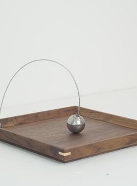 面纸巾收纳架纸巾厅盒黑DJL胡桃压台纸抽盒餐咖啡馆桌餐巾纸压纸