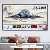 饰 康巴丝年历电子万钟挂墙客冰晶 150厅画挂钟装 画厅时钟表带饭