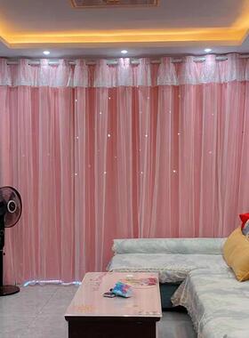 网红新n款蕾公主风丝20飘62525窗帘卧室窗is风女孩遮光客厅绍兴柯