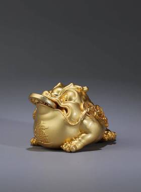 品京铜纯家居招财小铜摆件三足JC-08-08金蟾小手把件创意礼装饰铜