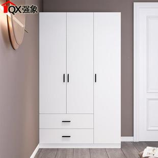 白色整体两A门三门衣柜现代简约家用室卧A5衣橱收纳物柜储子定制5