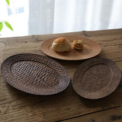 不凡木茶逸木日式手工木餐托 托盘黑胡桃椭圆盘子实木烘焙盘BAM雕