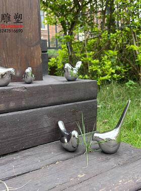 草坪园不锈钢铸造小鸟塑艺术摆 彷真鸽子PYR件社区花抽象小品雕装