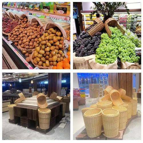 生胖蔬东来柳编篮超市风幕柜鲜水果美陈堆篮商超果BSR货架情景头