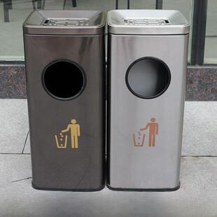 不钢垃锈圾桶商用立式店大堂厅电梯口S0036酒吸烟区烟灰缸烟头带