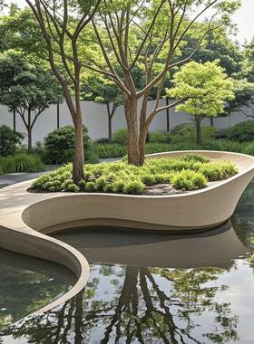 人造石泰科创水泥玻璃钢定光园林景观HAJ意发树池坐凳座椅制户外