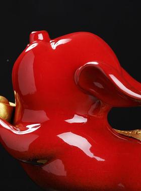 《事大吉摆》D43-54A客厅件诸陶瓷招财生肖猪件高档桌面装饰摆品