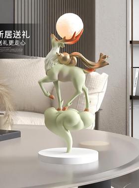 轻奢鹿面摆件家居饰客厅电视柜酒柜玄an238285关麋装饰品品乔迁新