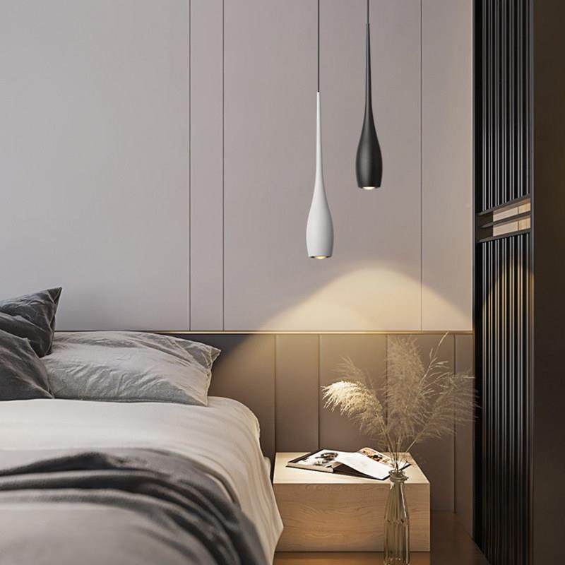 卧室床现头吊灯代约设计师款餐长筒北欧厅UJU吧台房间小吊简灯
