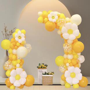 橙黄气球拱门开色季典礼装饰学室教场NEG景布置店铺开业店庆门口