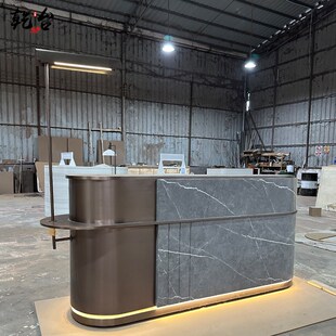 售楼部接待台吧台公司酒店前台水吧台烤漆异型简约吧台桌