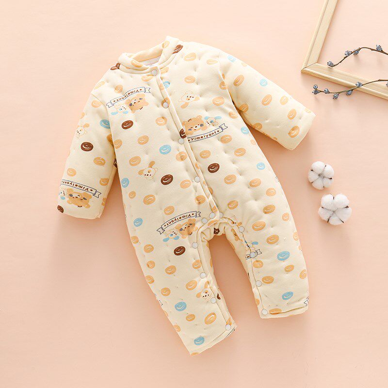 有机彩棉手工棉花连体衣哈衣 儿童棉花衣 冬季加厚棉服彩棉连体衣