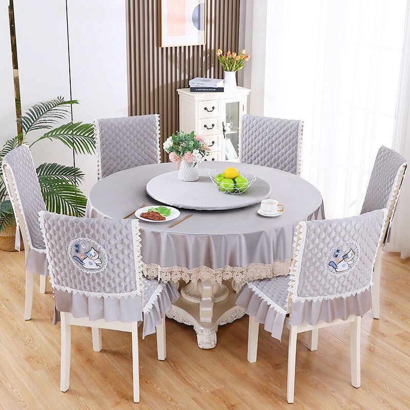 X欧式大圆桌餐桌椅子套罩桌椅套布艺套装椅套椅垫简约圆形布餐椅