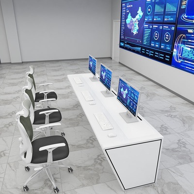 烤漆操作台简约现代工作台安防中心调度台科技感控制台弧形指挥台