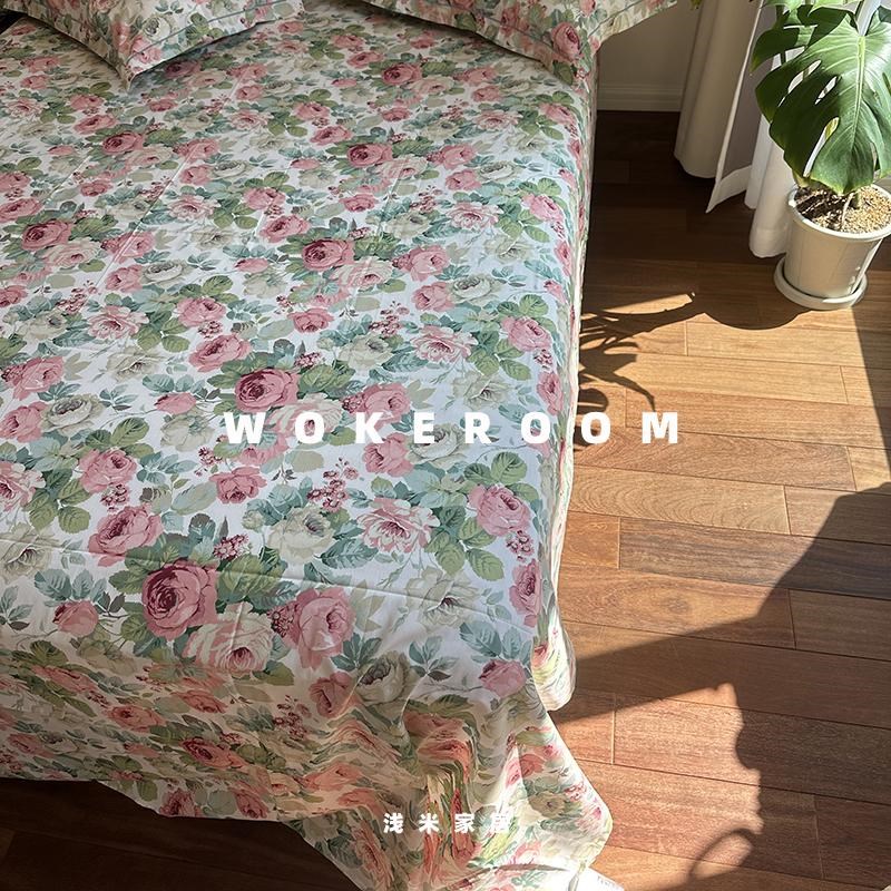 单品床单 碎花植物风单件斜纹精梳棉床单 单双人全棉满版印花