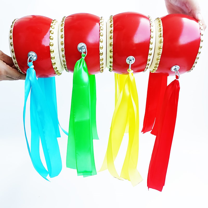 莲鼓越歌行舞蹈鼓表演道具幼儿园彩带红手鼓独舞演出中国民族舞具