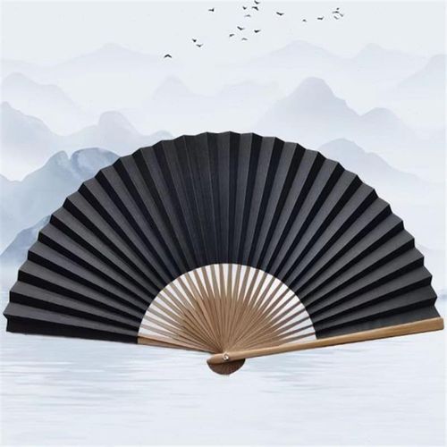 8寸9寸黑纸扇子工艺扇男式扇素面折扇空白扇子30根扇骨京剧戏剧扇