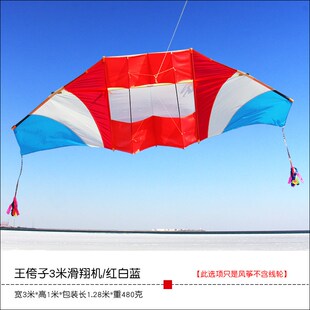 2025王侉子3米4米滑翔机新品 潍坊544软伞布碳杆微风大型成人风筝